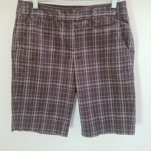 BCBGMaxAzria Bermuda Brown Plaid Shorts Women's 8